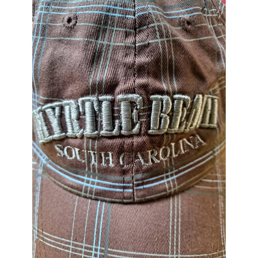 Myrtle Beach‎ South Carolina Brown Plaid Adjustable Baseball Cap